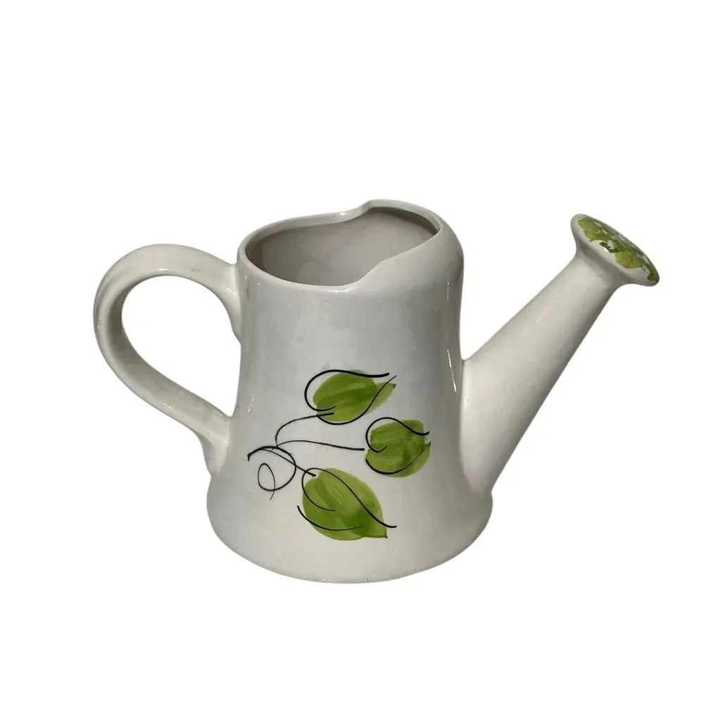 Vintage Italian Planter Watering Can‎ Flower Pot Hand Painted Floral